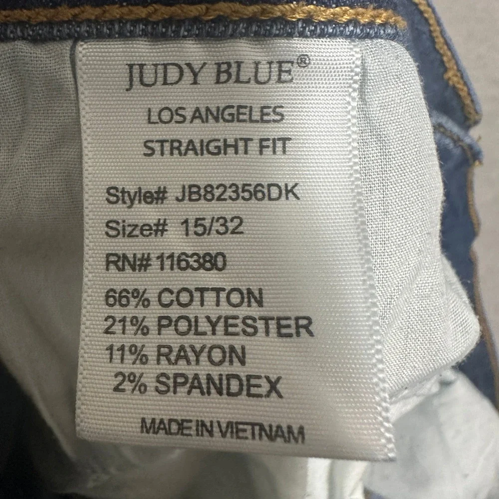 Judy Blue Straight Fit Dark Wash Jeans JB82356DK Blue Denim Womens Size‎ 15/32